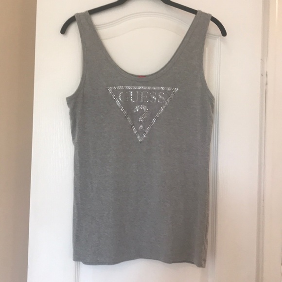 Guess Tops - Gray guess tank top with rhinestones